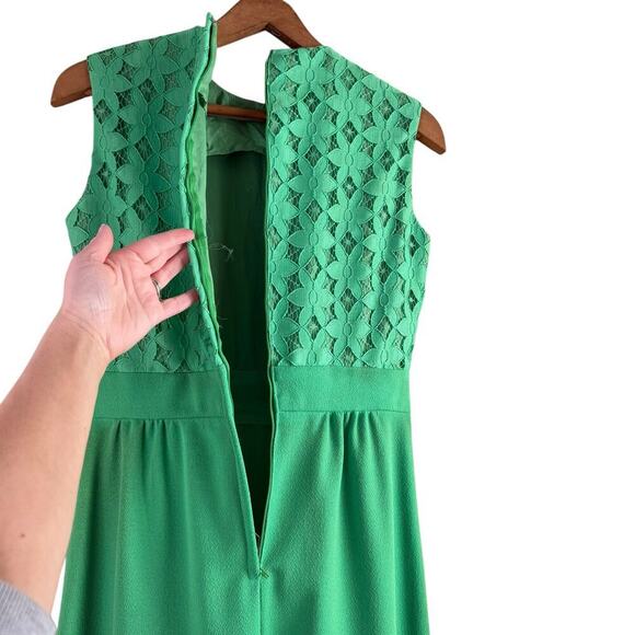 Vintage 60s Green Lace Bodice Sleeveless Sheath Dress w/ Matching Crop Jacket, M - Picture 7 of 16
